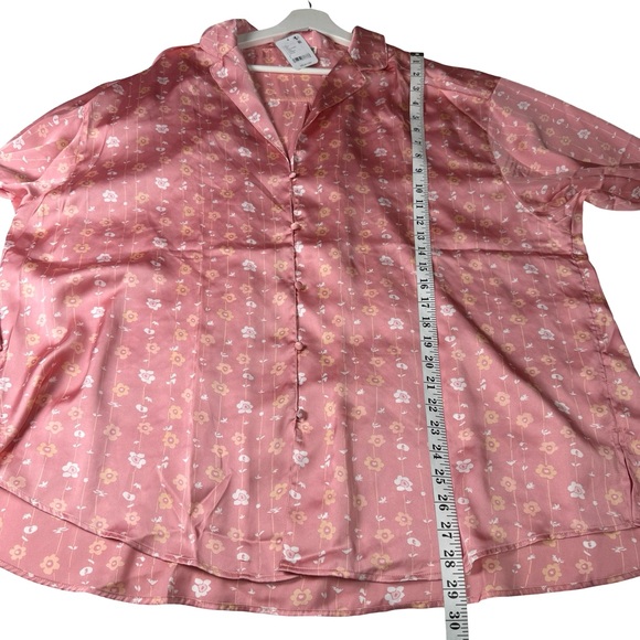 Free People Dreamy Days Pajama Set Satin Button Top Wide Leg Pant Coral SZ L NWT - Picture 13 of 16